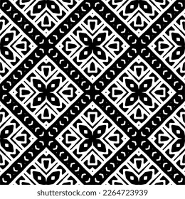 Vector geometric seamless pattern. Minimal ornamental background with abstract shapes. Black and white texture. Simple abstract ornament background. Dark repeat design for decor, fabric, cloth.