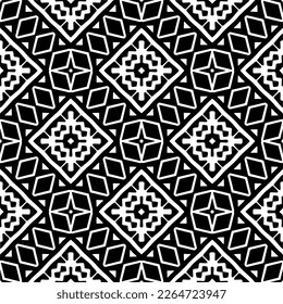 Vector geometric seamless pattern. Minimal ornamental background with abstract shapes. Black and white texture. Simple abstract ornament background. Dark repeat design for decor, fabric, cloth.