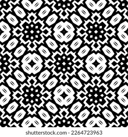 Vector geometric seamless pattern. Minimal ornamental background with abstract shapes. Black and white texture. Simple abstract ornament background. Dark repeat design for decor, fabric, cloth.