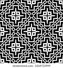 Vector geometric seamless pattern. Minimal ornamental background with abstract shapes. Black and white texture. Simple abstract ornament background. Dark repeat design for decor, fabric, cloth.