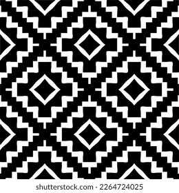 Vector geometric seamless pattern. Minimal ornamental background with abstract shapes. Black and white texture. Simple abstract ornament background. Dark repeat design for decor, fabric, cloth.