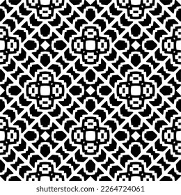 Vector geometric seamless pattern. Minimal ornamental background with abstract shapes. Black and white texture. Simple abstract ornament background. Dark repeat design for decor, fabric, cloth.