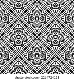 Vector geometric seamless pattern. Minimal ornamental background with abstract shapes. Black and white texture. Simple abstract ornament background. Dark repeat design for decor, fabric, cloth.