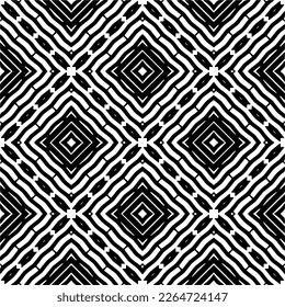 Vector geometric seamless pattern. Minimal ornamental background with abstract shapes. Black and white texture. Simple abstract ornament background. Dark repeat design for decor, fabric, cloth.