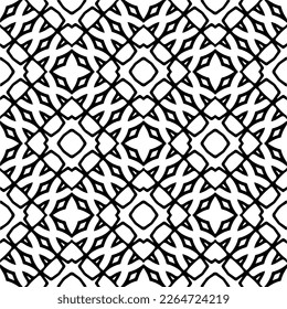 Vector geometric seamless pattern. Minimal ornamental background with abstract shapes. Black and white texture. Simple abstract ornament background. Dark repeat design for decor, fabric, cloth.