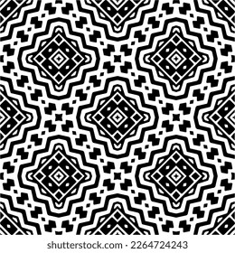 Vector geometric seamless pattern. Minimal ornamental background with abstract shapes. Black and white texture. Simple abstract ornament background. Dark repeat design for decor, fabric, cloth.