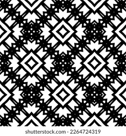 Vector geometric seamless pattern. Minimal ornamental background with abstract shapes. Black and white texture. Simple abstract ornament background. Dark repeat design for decor, fabric, cloth.