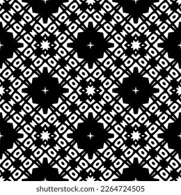 Vector geometric seamless pattern. Minimal ornamental background with abstract shapes. Black and white texture. Simple abstract ornament background. Dark repeat design for decor, fabric, cloth.