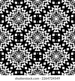 Vector geometric seamless pattern. Minimal ornamental background with abstract shapes. Black and white texture. Simple abstract ornament background. Dark repeat design for decor, fabric, cloth.