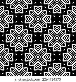 Vector geometric seamless pattern. Minimal ornamental background with abstract shapes. Black and white texture. Simple abstract ornament background. Dark repeat design for decor, fabric, cloth.