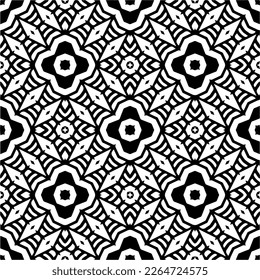 Vector geometric seamless pattern. Minimal ornamental background with abstract shapes. Black and white texture. Simple abstract ornament background. Dark repeat design for decor, fabric, cloth.