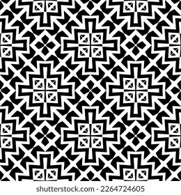 Vector geometric seamless pattern. Minimal ornamental background with abstract shapes. Black and white texture. Simple abstract ornament background. Dark repeat design for decor, fabric, cloth.