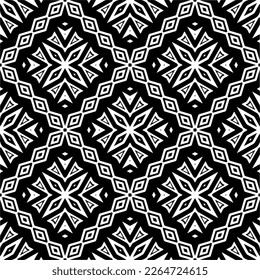 Vector geometric seamless pattern. Minimal ornamental background with abstract shapes. Black and white texture. Simple abstract ornament background. Dark repeat design for decor, fabric, cloth.