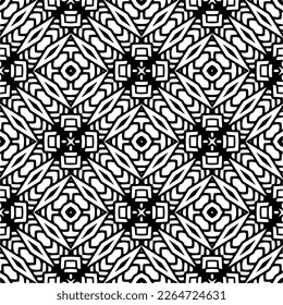 Vector geometric seamless pattern. Minimal ornamental background with abstract shapes. Black and white texture. Simple abstract ornament background. Dark repeat design for decor, fabric, cloth.