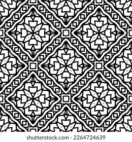 Vector geometric seamless pattern. Minimal ornamental background with abstract shapes. Black and white texture. Simple abstract ornament background. Dark repeat design for decor, fabric, cloth.
