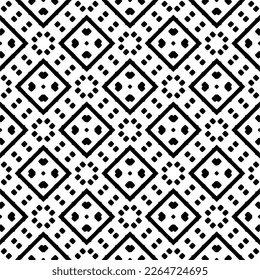 Vector geometric seamless pattern. Minimal ornamental background with abstract shapes. Black and white texture. Simple abstract ornament background. Dark repeat design for decor, fabric, cloth.