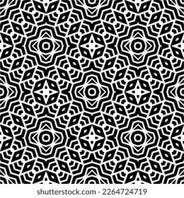 Vector geometric seamless pattern. Minimal ornamental background with abstract shapes. Black and white texture. Simple abstract ornament background. Dark repeat design for decor, fabric, cloth.