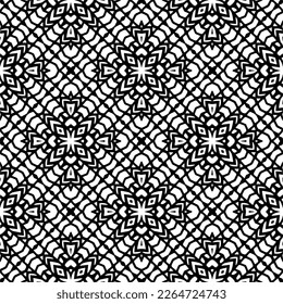 Vector geometric seamless pattern. Minimal ornamental background with abstract shapes. Black and white texture. Simple abstract ornament background. Dark repeat design for decor, fabric, cloth.