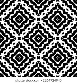 Vector geometric seamless pattern. Minimal ornamental background with abstract shapes. Black and white texture. Simple abstract ornament background. Dark repeat design for decor, fabric, cloth.