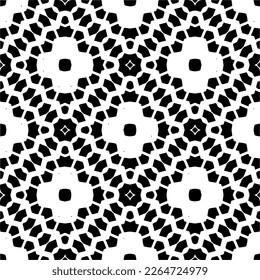 Vector geometric seamless pattern. Minimal ornamental background with abstract shapes. Black and white texture. Simple abstract ornament background. Dark repeat design for decor, fabric, cloth.