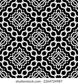 Vector geometric seamless pattern. Minimal ornamental background with abstract shapes. Black and white texture. Simple abstract ornament background. Dark repeat design for decor, fabric, cloth.