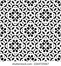 Vector geometric seamless pattern. Minimal ornamental background with abstract shapes. Black and white texture. Simple abstract ornament background. Dark repeat design for decor, fabric, cloth.