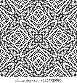 Vector geometric seamless pattern. Minimal ornamental background with abstract shapes. Black and white texture. Simple abstract ornament background. Dark repeat design for decor, fabric, cloth.