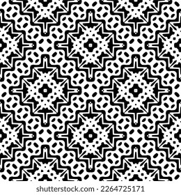 Vector geometric seamless pattern. Minimal ornamental background with abstract shapes. Black and white texture. Simple abstract ornament background. Dark repeat design for decor, fabric, cloth.