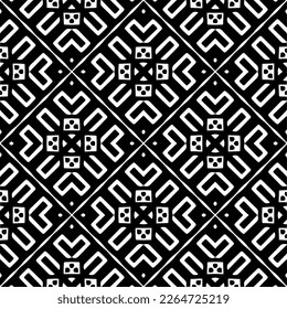 Vector geometric seamless pattern. Minimal ornamental background with abstract shapes. Black and white texture. Simple abstract ornament background. Dark repeat design for decor, fabric, cloth.