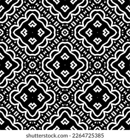 Vector geometric seamless pattern. Minimal ornamental background with abstract shapes. Black and white texture. Simple abstract ornament background. Dark repeat design for decor, fabric, cloth.