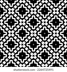 Vector geometric seamless pattern. Minimal ornamental background with abstract shapes. Black and white texture. Simple abstract ornament background. Dark repeat design for decor, fabric, cloth.