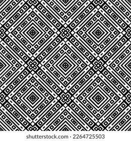 Vector geometric seamless pattern. Minimal ornamental background with abstract shapes. Black and white texture. Simple abstract ornament background. Dark repeat design for decor, fabric, cloth.