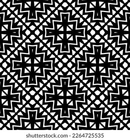 Vector geometric seamless pattern. Minimal ornamental background with abstract shapes. Black and white texture. Simple abstract ornament background. Dark repeat design for decor, fabric, cloth.