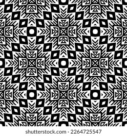 Vector geometric seamless pattern. Minimal ornamental background with abstract shapes. Black and white texture. Simple abstract ornament background. Dark repeat design for decor, fabric, cloth.
