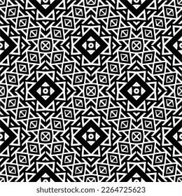 Vector geometric seamless pattern. Minimal ornamental background with abstract shapes. Black and white texture. Simple abstract ornament background. Dark repeat design for decor, fabric, cloth.