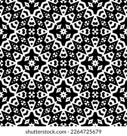 Vector geometric seamless pattern. Minimal ornamental background with abstract shapes. Black and white texture. Simple abstract ornament background. Dark repeat design for decor, fabric, cloth.