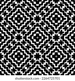 Vector geometric seamless pattern. Minimal ornamental background with abstract shapes. Black and white texture. Simple abstract ornament background. Dark repeat design for decor, fabric, cloth.