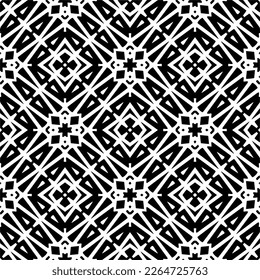 Vector geometric seamless pattern. Minimal ornamental background with abstract shapes. Black and white texture. Simple abstract ornament background. Dark repeat design for decor, fabric, cloth.
