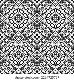 Vector geometric seamless pattern. Minimal ornamental background with abstract shapes. Black and white texture. Simple abstract ornament background. Dark repeat design for decor, fabric, cloth.