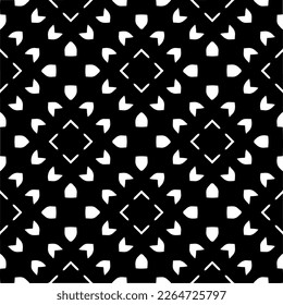 Vector geometric seamless pattern. Minimal ornamental background with abstract shapes. Black and white texture. Simple abstract ornament background. Dark repeat design for decor, fabric, cloth.