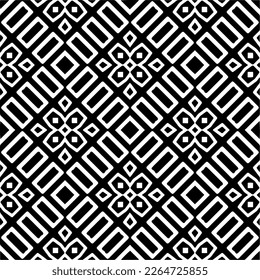 Vector geometric seamless pattern. Minimal ornamental background with abstract shapes. Black and white texture. Simple abstract ornament background. Dark repeat design for decor, fabric, cloth.