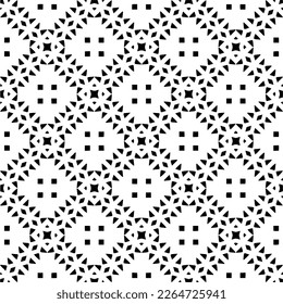 Vector geometric seamless pattern. Minimal ornamental background with abstract shapes. Black and white texture. Simple abstract ornament background. Dark repeat design for decor, fabric, cloth.