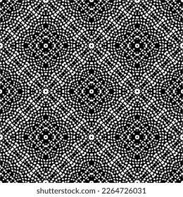 Vector geometric seamless pattern. Minimal ornamental background with abstract shapes. Black and white texture. Simple abstract ornament background. Dark repeat design for decor, fabric, cloth.