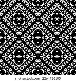 Vector geometric seamless pattern. Minimal ornamental background with abstract shapes. Black and white texture. Simple abstract ornament background. Dark repeat design for decor, fabric, cloth.
