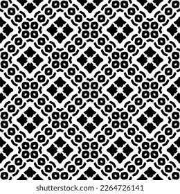 Vector geometric seamless pattern. Minimal ornamental background with abstract shapes. Black and white texture. Simple abstract ornament background. Dark repeat design for decor, fabric, cloth.