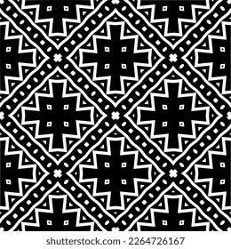 Vector geometric seamless pattern. Minimal ornamental background with abstract shapes. Black and white texture. Simple abstract ornament background. Dark repeat design for decor, fabric, cloth.