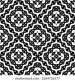 Vector geometric seamless pattern. Minimal ornamental background with abstract shapes. Black and white texture. Simple abstract ornament background. Dark repeat design for decor, fabric, cloth.