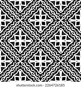 Vector geometric seamless pattern. Minimal ornamental background with abstract shapes. Black and white texture. Simple abstract ornament background. Dark repeat design for decor, fabric, cloth.