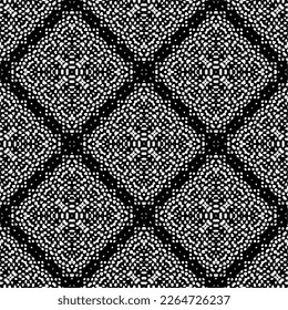 Vector geometric seamless pattern. Minimal ornamental background with abstract shapes. Black and white texture. Simple abstract ornament background. Dark repeat design for decor, fabric, cloth.