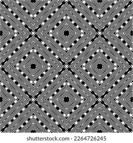 Vector geometric seamless pattern. Minimal ornamental background with abstract shapes. Black and white texture. Simple abstract ornament background. Dark repeat design for decor, fabric, cloth.